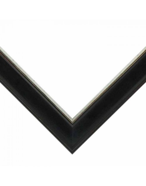 Κορνίζα ξύλινη 4,3 εκ. μαύρη ασημί κερωμένη 302-430-054